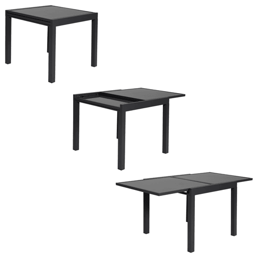Conjunto de jardín LAMPEDUSA extensible en textileno gris 8 plazas - aluminio antracita