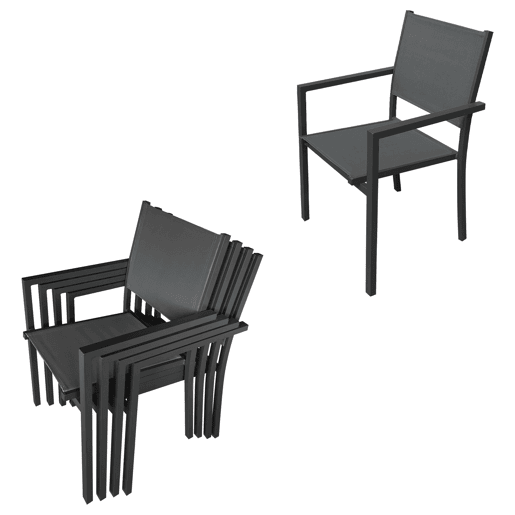 Conjunto de jardín LAMPEDUSA extensible en textileno gris 8 plazas - aluminio antracita