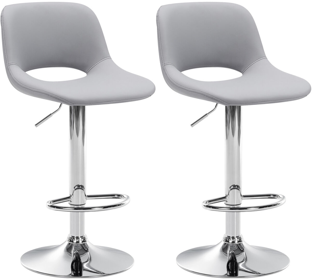 Set de 2 taburetes de bar camden en polipiel simil cuero gris 46x42x86 cm