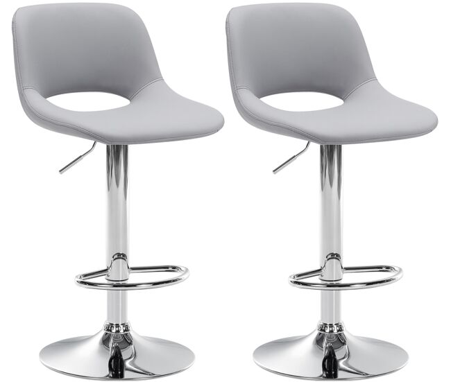Set de 2 taburetes de bar camden en polipiel simil cuero gris 46x42x86 cm