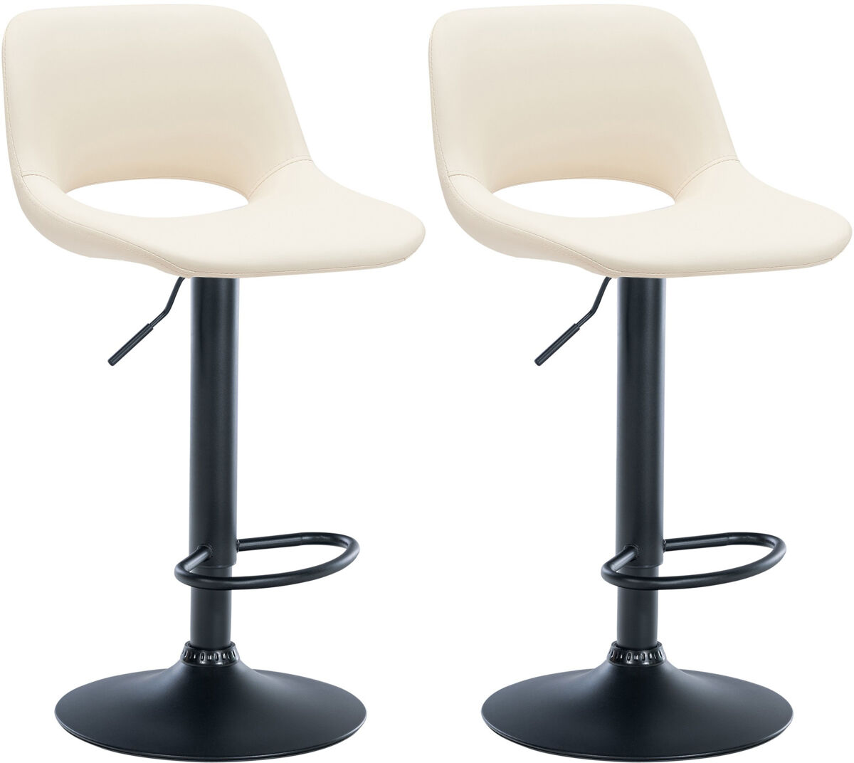 Set de 2 taburetes de bar camden en polipiel simil cuero crema 46x42x86 cm