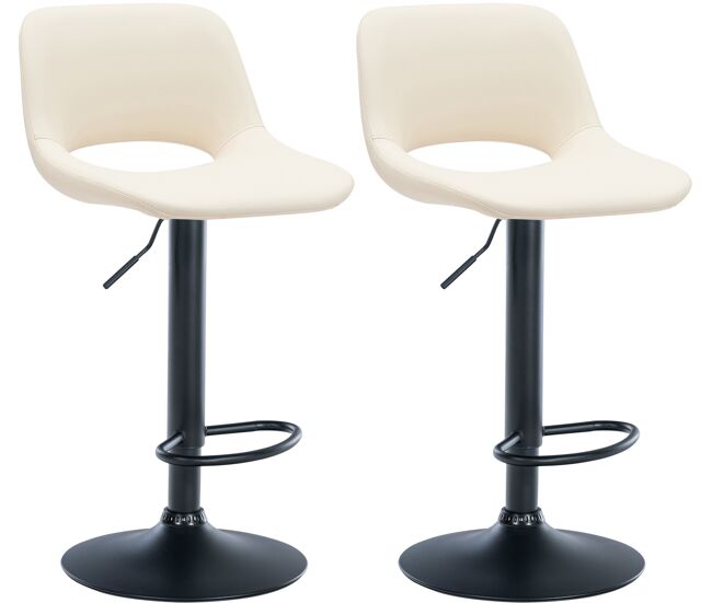 Set de 2 taburetes de bar camden en polipiel simil cuero crema 46x42x86 cm