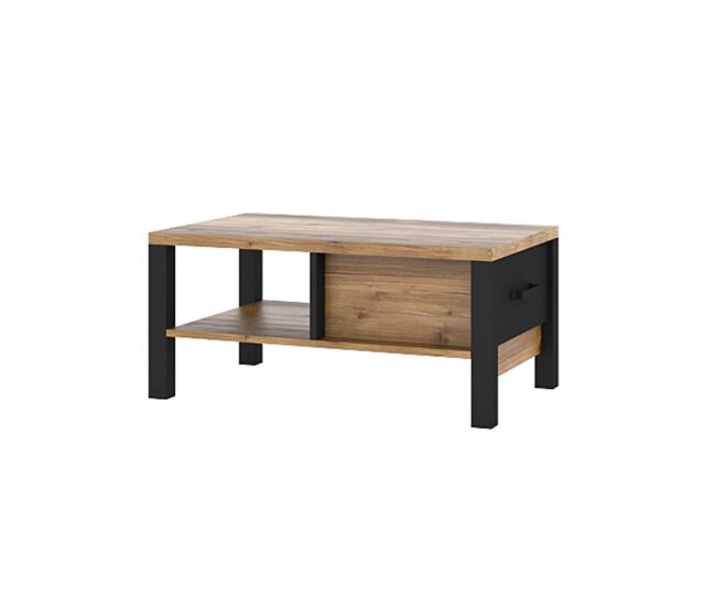 Mesa de centro 1 cajón Lyam Madera y Negro