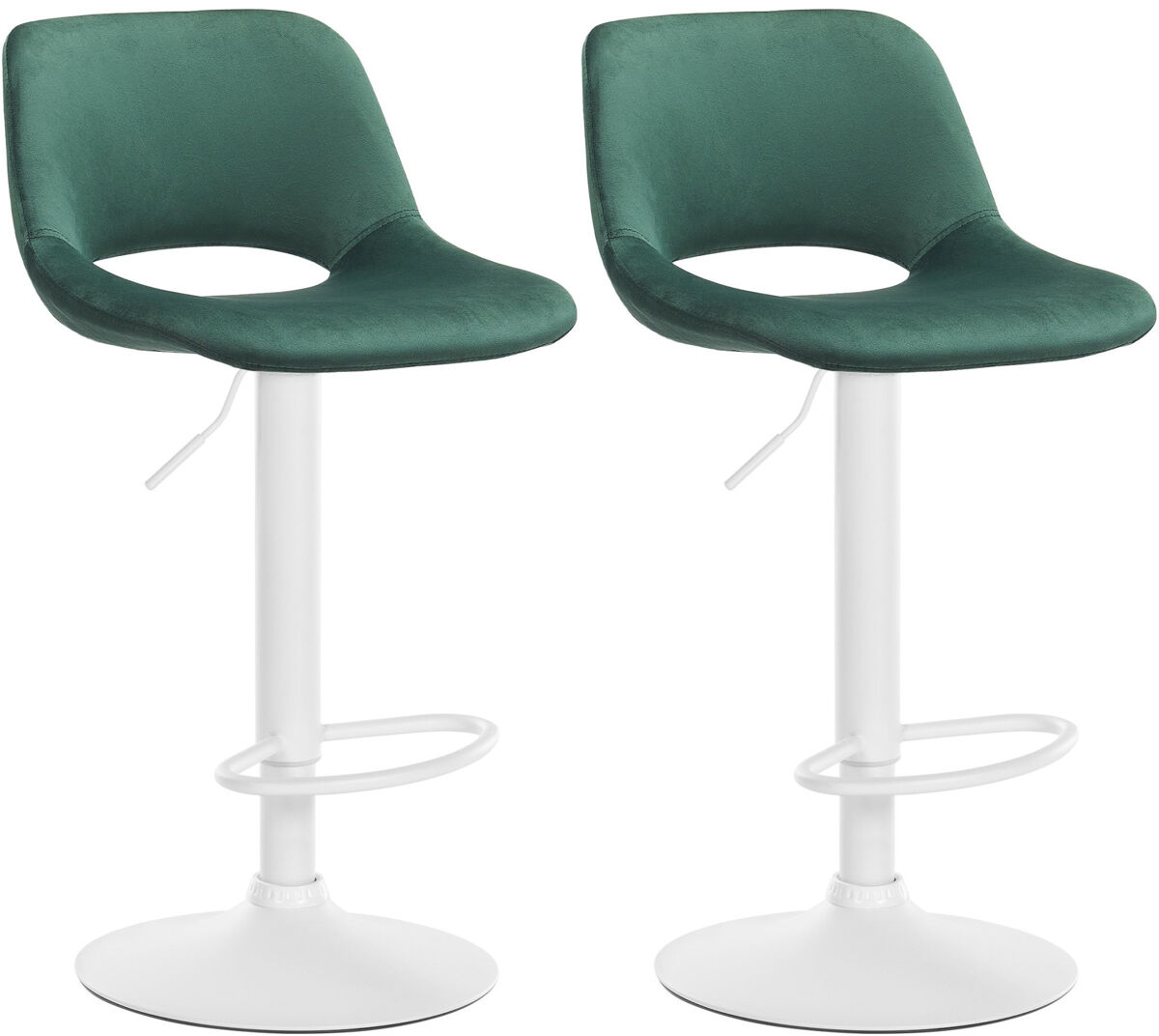 Set de 2 taburetes de bar camden en terciopelo verde 46x42x86 cm