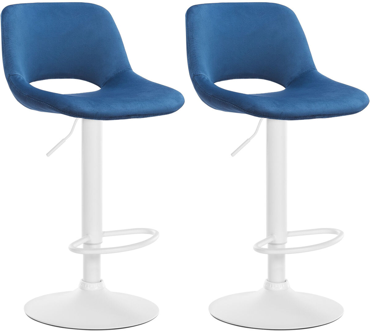 Set de 2 taburetes de bar camden en terciopelo azul 46x42x86 cm