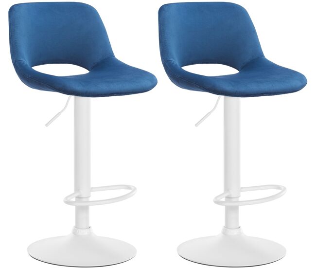 Set de 2 taburetes de bar camden en terciopelo azul 46x42x86 cm