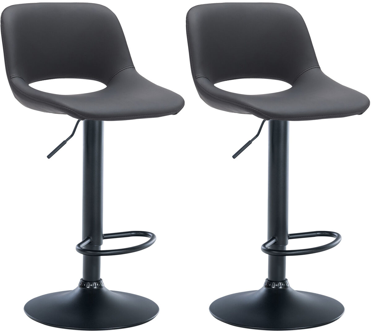 Set de 2 taburetes de bar camden en polipiel simil cuero negro 46x42x86 cm