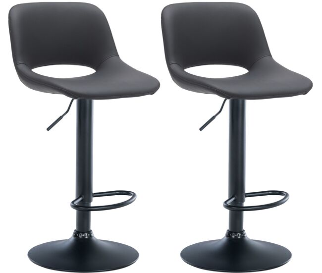 Set de 2 taburetes de bar camden en polipiel simil cuero negro 46x42x86 cm
