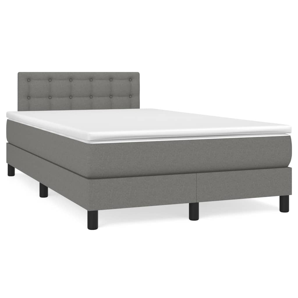 Cama box spring con colchón tela - Botones 120x200 Gris Oscuro