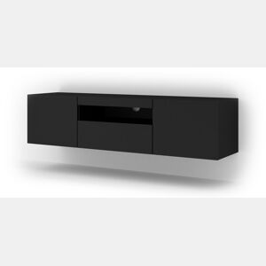 A mesa de TV AURA num estilo moderno. Mede 42x150x37 cm e inclui 4 prateleiras e 3 portas.