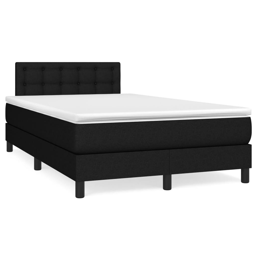 Cama box spring con colchón tela - Botones 120x200 Negro