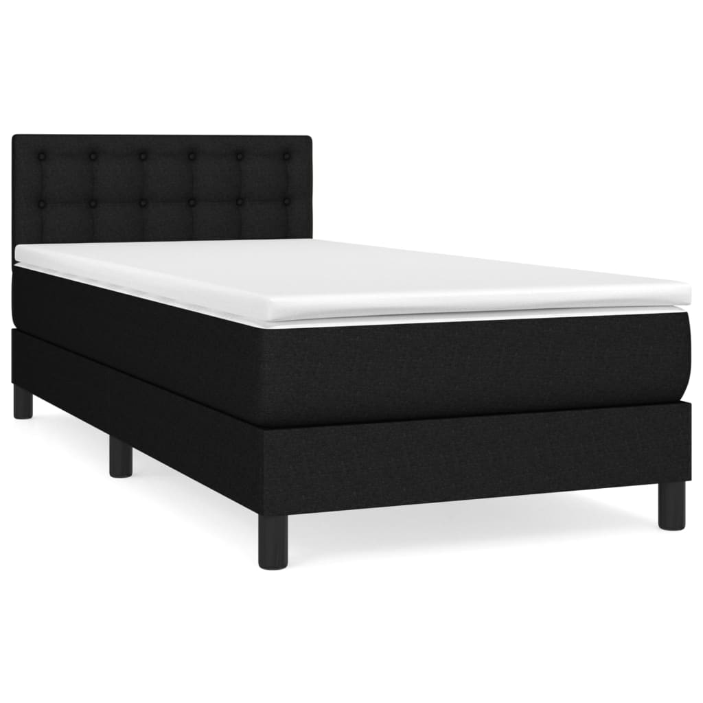 Cama box spring con colchón tela - Botones 100x200 Negro