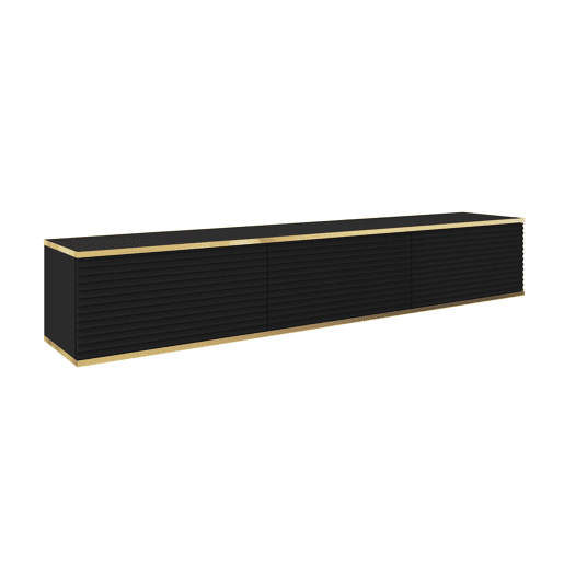 A mesa de TV ORO em MDF num estilo moderno. Mede 30x175x32 cm e inclui 3 prateleiras e 3 portas.