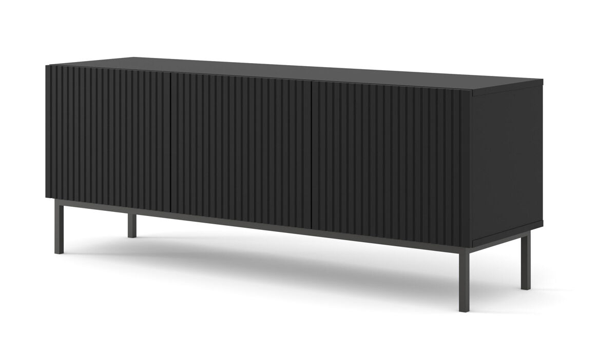 El soporte de tv ravenna b tiene un estilo moderno. mide 58x150x42 cm e incluye 3 estantes y 3 puertas.