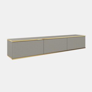 A mesa de TV ORO em MDF num estilo moderno. Mede 30x175x32 cm e inclui 3 prateleiras e 3 portas.