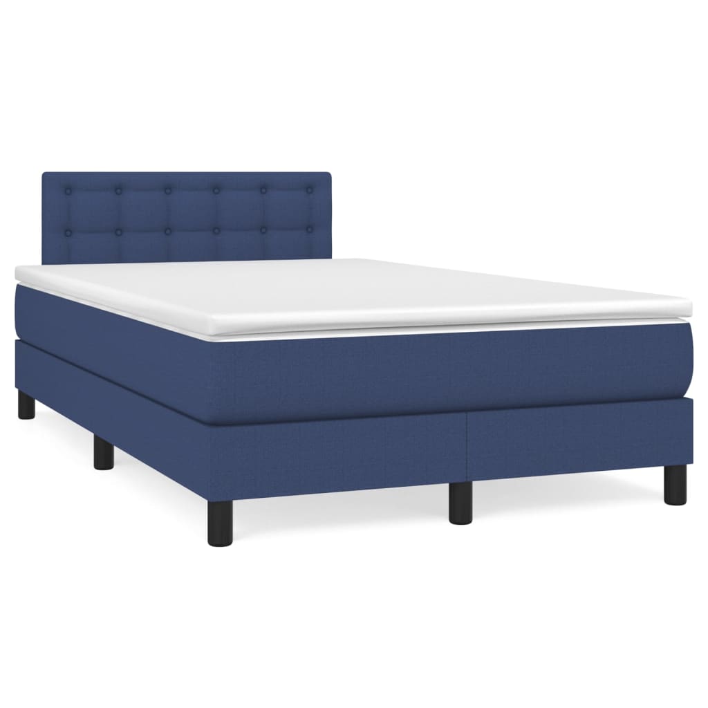 Cama box spring con colchón tela - Botones 120x200 Azul