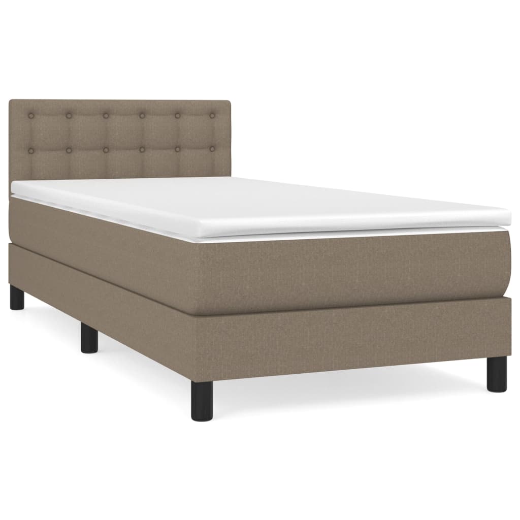 Cama box spring con colchón tela - Botones 100x200 Topo