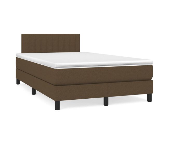 Cama box spring con colchón tela marrón oscuro 120x200 cm Rayas verticales