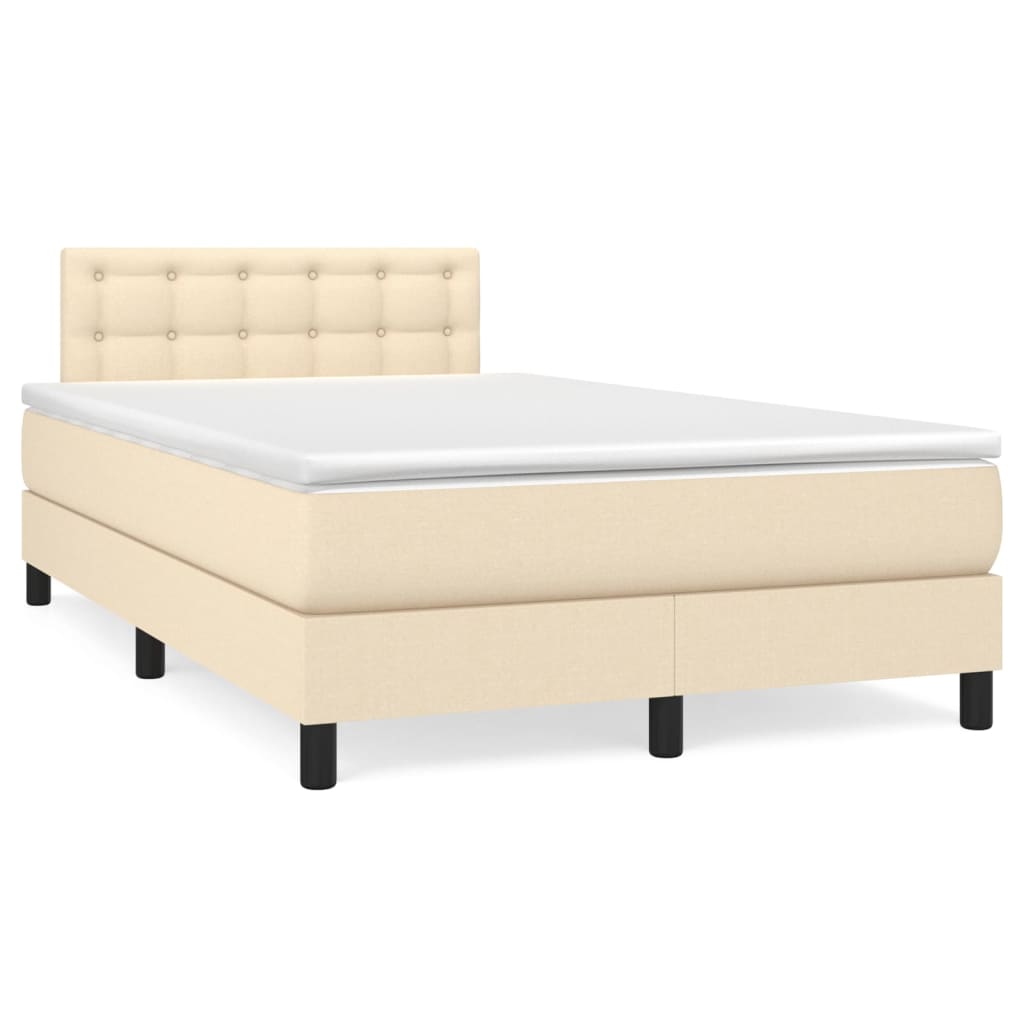 Cama box spring con colchón tela - Botones 120x200 Crema