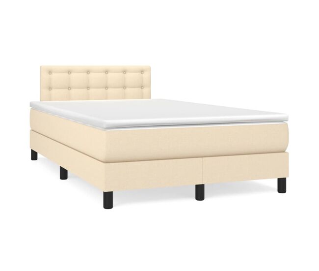 Cama box spring con colchón tela - Botones 120x200