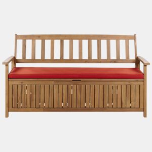 Bancos de jardim com almofadas SOVANA 160 cm com arrumação Madeira de acácia Vermelho