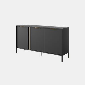 LARS cómoda em preto, dourado com um estilo moderno, medindo 82x154x40 cm e tem 6 prateleiras, 3 portas
