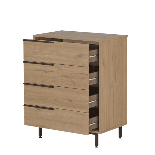 Cómoda OCEAN, num estilo moderno, mede 95x75x45 cm e tem 4 gavetas
