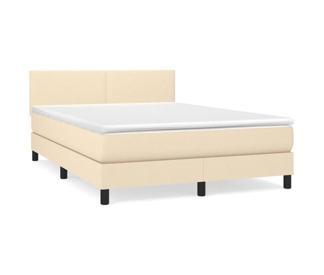 Cama box spring con colchón tela - Diseño plano 140x190