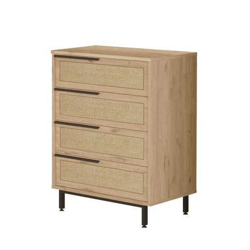 Cómoda OCEAN, num estilo moderno, mede 95x75x45 cm e tem 4 gavetas