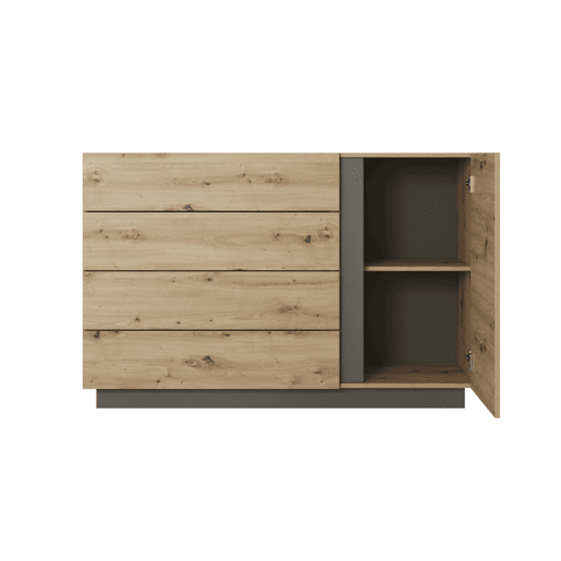 ARCADE cómoda com um estilo moderno, medindo 91x139x40 cm