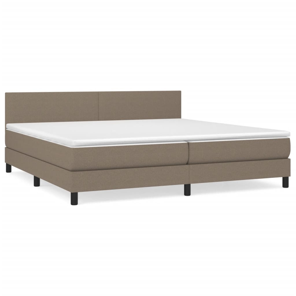 cama box spring con colchon tela gris taupe 200x200 cm diseno plano