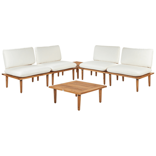 Conjunto de jardim com mesa 4 lugares FRASCATI Madeira de Acácia certificada Branco creme