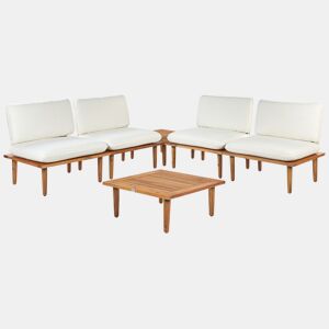 Conjunto de jardim com mesa 4 lugares FRASCATI Madeira de Acácia certificada Branco creme