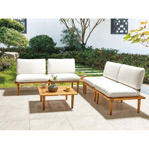 Conjunto de jardim com mesa 4 lugares FRASCATI Madeira de Acácia certificada Branco creme