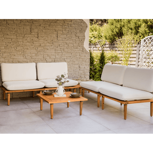 Conjunto de jardim com mesa 4 lugares FRASCATI Madeira de Acácia certificada Branco creme