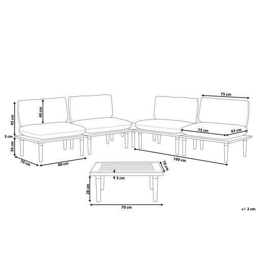 Conjunto de jardim com mesa 4 lugares FRASCATI Madeira de Acácia certificada Verde-oliva