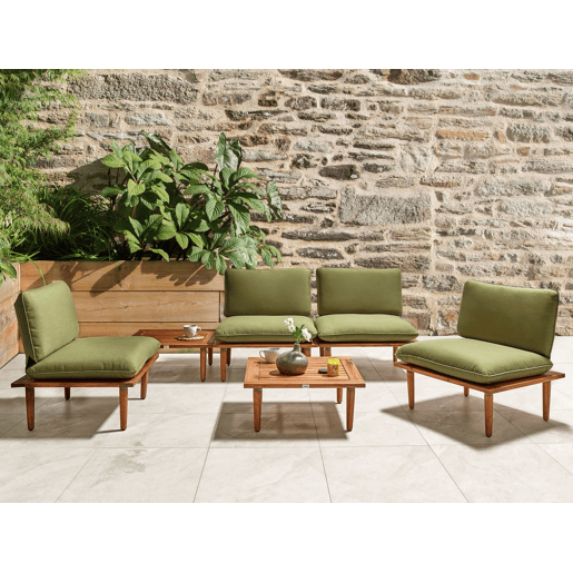 Conjunto de jardim com mesa 4 lugares FRASCATI Madeira de Acácia certificada Verde-oliva
