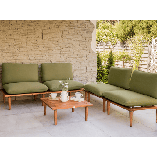 Conjunto de jardim com mesa 4 lugares FRASCATI Madeira de Acácia certificada Verde-oliva