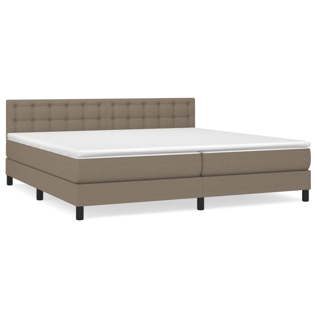 Cama box spring con colchón tela - Botones 200x200 Topo