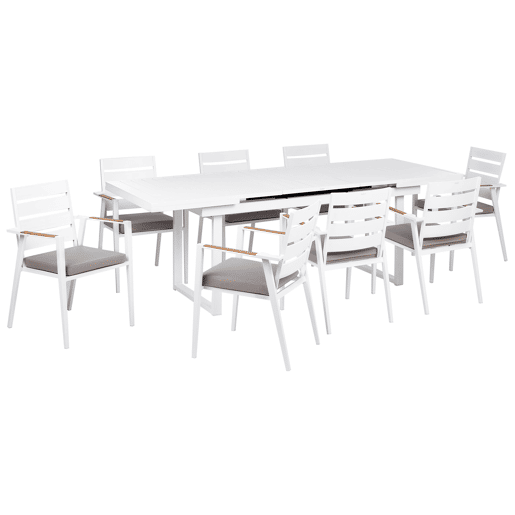 Conjunto refeição jardim 8 lugares em alumínio cinzento 180240 cm VALCANETTOTAVIANO
