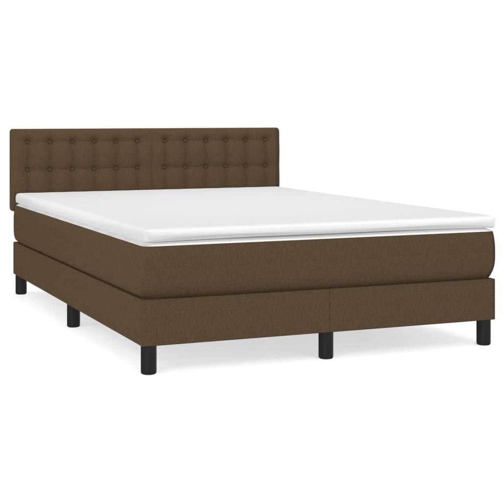 Cama box spring con colchón tela - Botones 140x190 Marrón