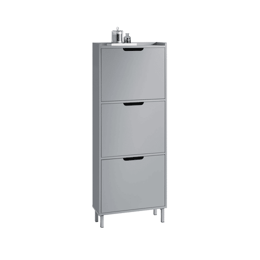 SoBuy FSR151-H-HG Sapateira estreita com 3 abas Cinzento