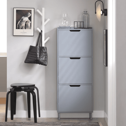 SoBuy FSR151-H-HG Sapateira estreita com 3 abas Cinzento