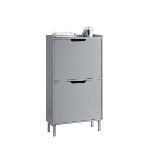 SoBuy FSR151-HG Sapateira estreita com 2 abas Cinzento