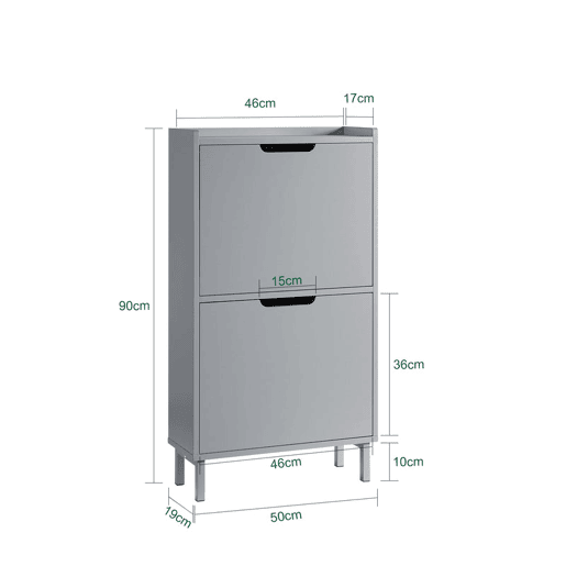 SoBuy FSR151-HG Sapateira estreita com 2 abas Cinzento