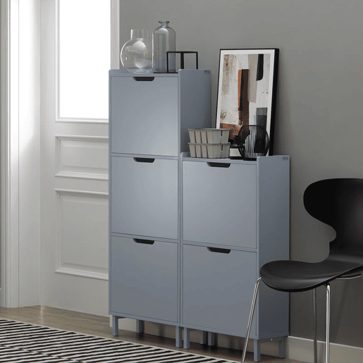 SoBuy FSR151-HG Sapateira estreita com 2 abas Cinzento