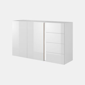 ARCADE cómoda com um estilo moderno, medindo 91x139x40 cm e tem 2 prateleiras, 2 portas e 4 gavetas