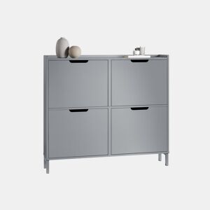 SoBuy FSR100-HG Sapateira estreita com 4 abas Cinzento