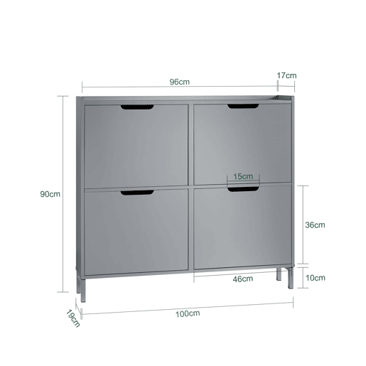 SoBuy FSR100-HG Sapateira estreita com 4 abas Cinzento