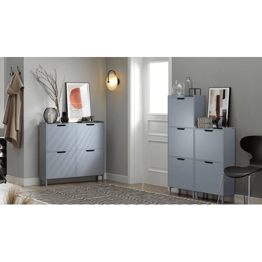 SoBuy FSR100-HG Sapateira estreita com 4 abas Cinzento